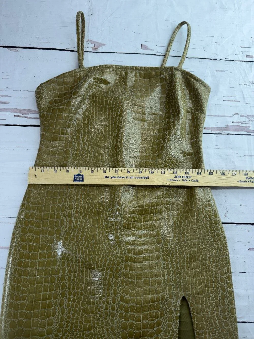 Motel Beige Croc Faux Leather Mini Dress‎ S Bodycon Slip Y2K